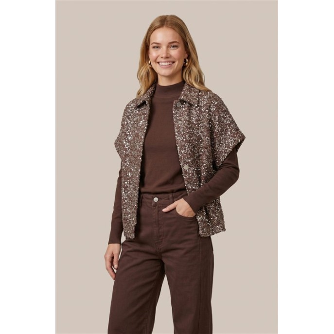 CS The Label Gilet Gilana Glitter Brown
